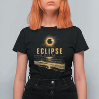 Total Solar Eclipse August 12 2026 Celestial Totality T Shirt For Women Ocean Beach View Astronomy Souvenir