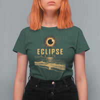 Total Solar Eclipse August 12 2026 Celestial Totality T Shirt For Women Ocean Beach View Astronomy Souvenir