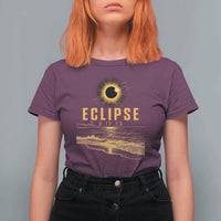 Total Solar Eclipse August 12 2026 Celestial Totality T Shirt For Women Ocean Beach View Astronomy Souvenir