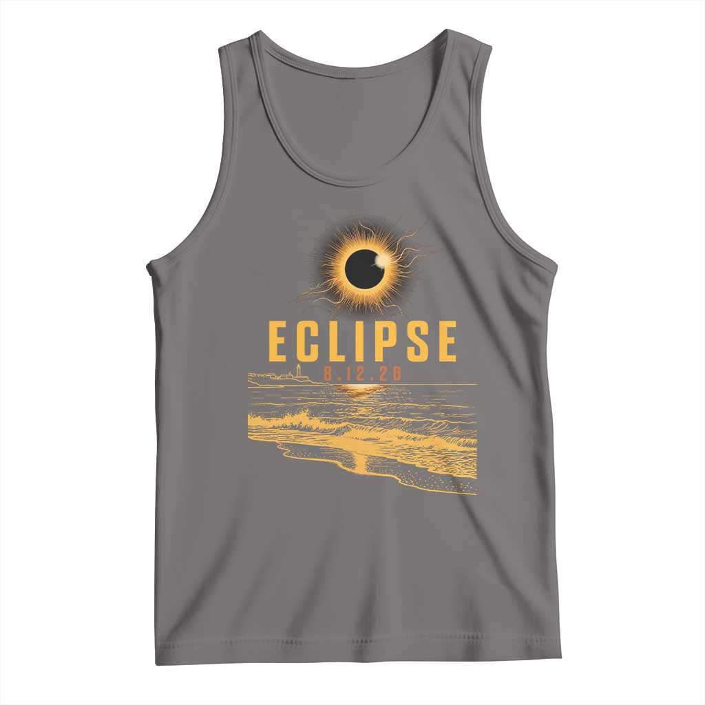 Total Solar Eclipse August 12 2026 Celestial Totality Tank Top Ocean Beach View Astronomy Souvenir