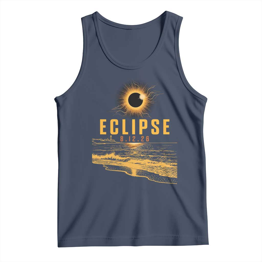 Total Solar Eclipse August 12 2026 Celestial Totality Tank Top Ocean Beach View Astronomy Souvenir