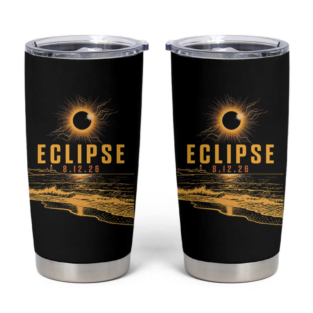 Total Solar Eclipse August 12 2026 Celestial Totality Tumbler Cup Ocean Beach View Astronomy Souvenir