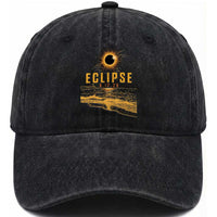 Total Solar Eclipse August 12 2026 Celestial Totality Washed Cotton Baseball Cap Ocean Beach View Astronomy Souvenir