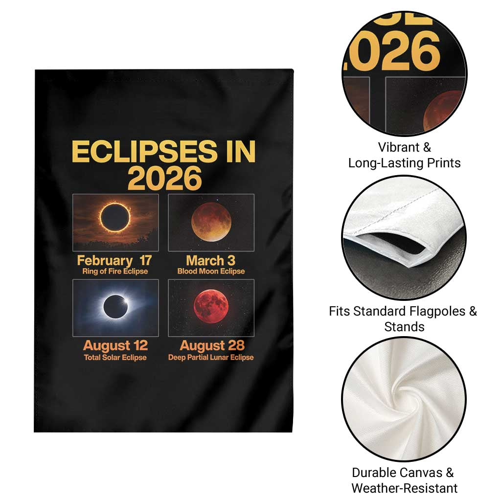 Eclipses in 2026 Celestial Calendar Infographic Garden Flag Space Nerd Astronomy Gift Astrology Lover
