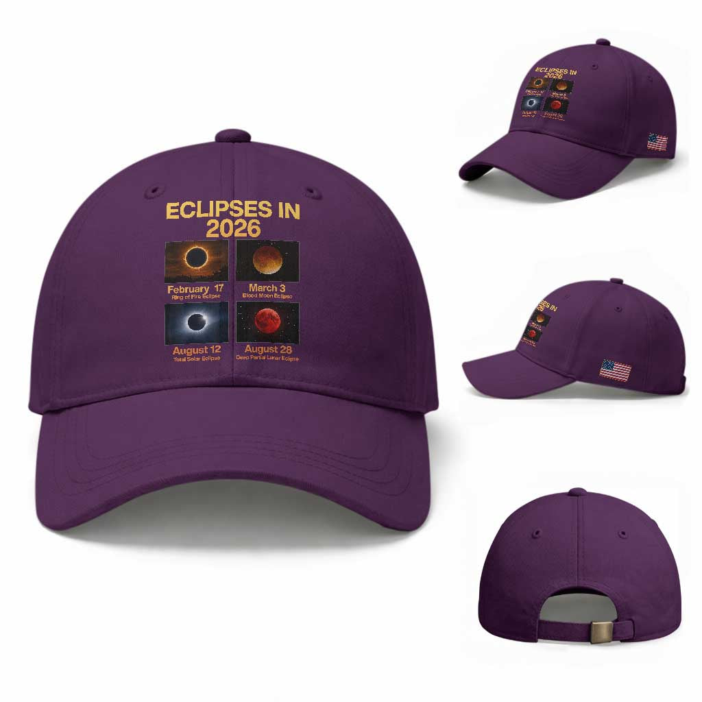 Eclipses in 2026 Celestial Calendar Infographic Baseball Cap Space Nerd Astronomy Gift Astrology Lover