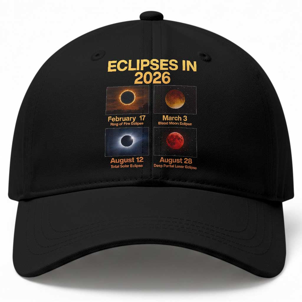 Eclipses in 2026 Celestial Calendar Infographic Baseball Cap Space Nerd Astronomy Gift Astrology Lover