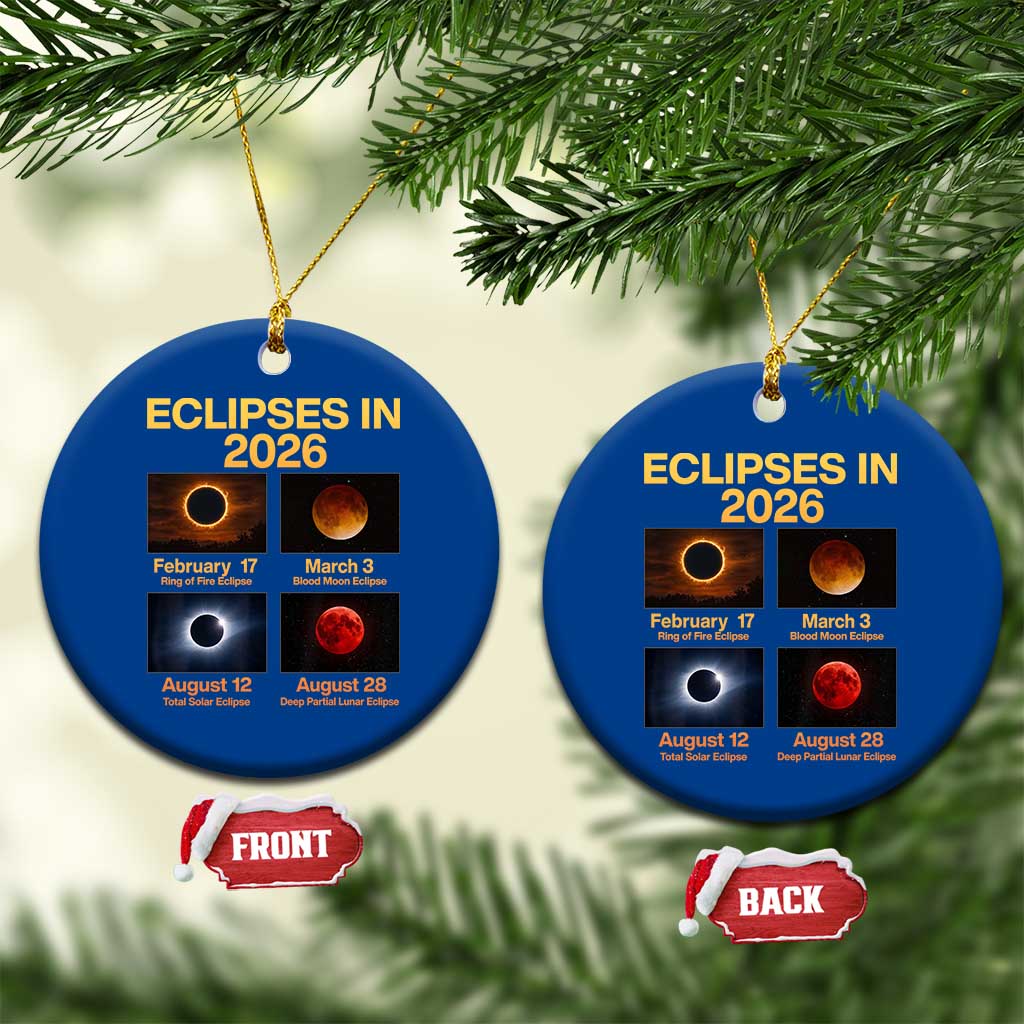 Eclipses in 2026 Celestial Calendar Infographic Ceramic Ornament Space Nerd Astronomy Gift Astrology Lover