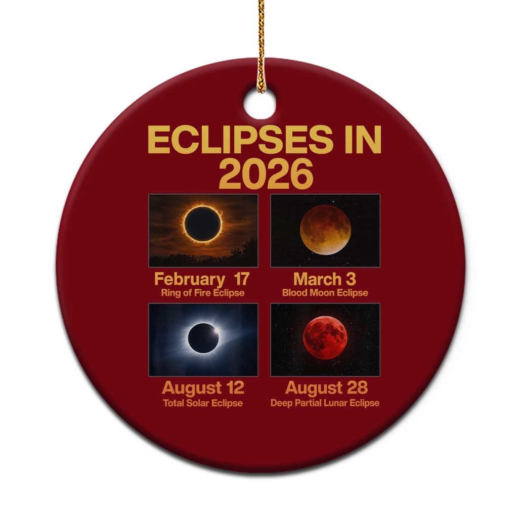 Eclipses in 2026 Celestial Calendar Infographic Ceramic Ornament Space Nerd Astronomy Gift Astrology Lover