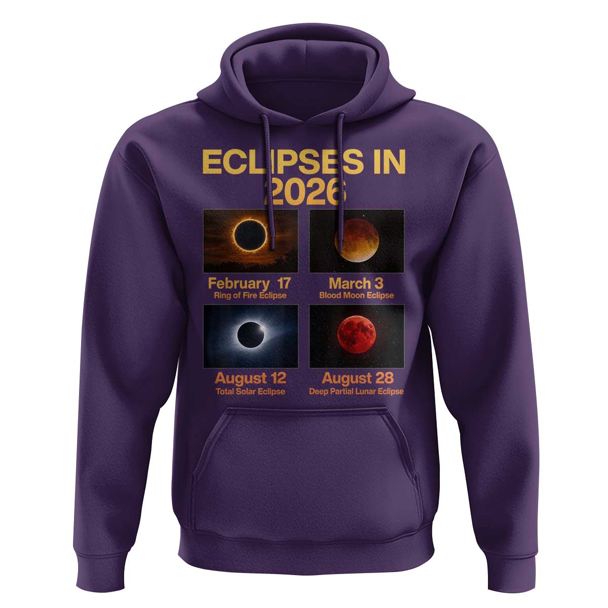 Eclipses in 2026 Celestial Calendar Infographic Hoodie Space Nerd Astronomy Gift Astrology Lover