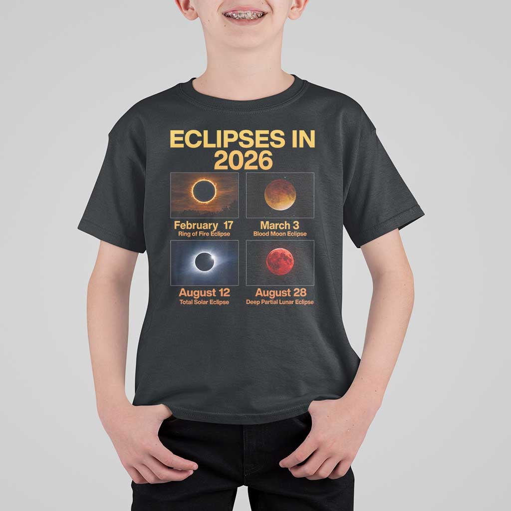 Eclipses in 2026 Celestial Calendar Infographic T Shirt For Kid Space Nerd Astronomy Gift Astrology Lover