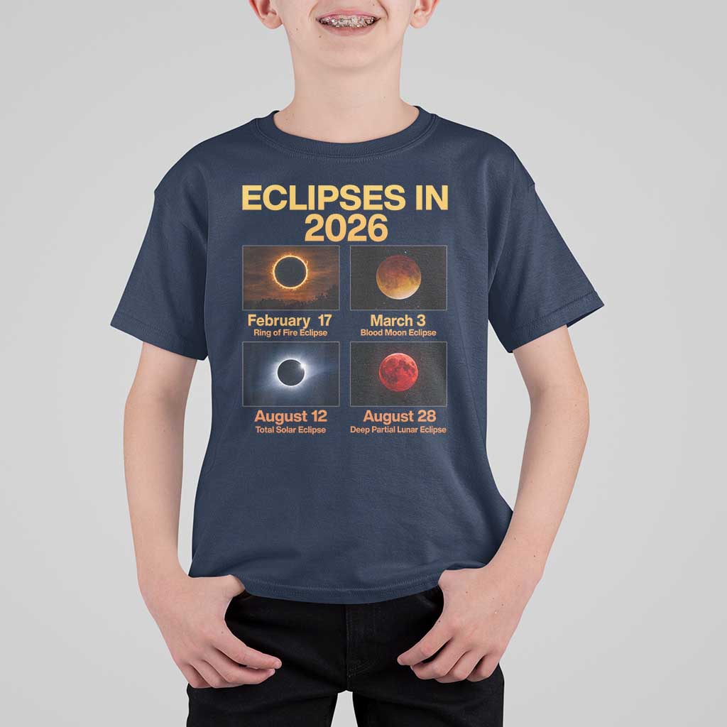 Eclipses in 2026 Celestial Calendar Infographic T Shirt For Kid Space Nerd Astronomy Gift Astrology Lover