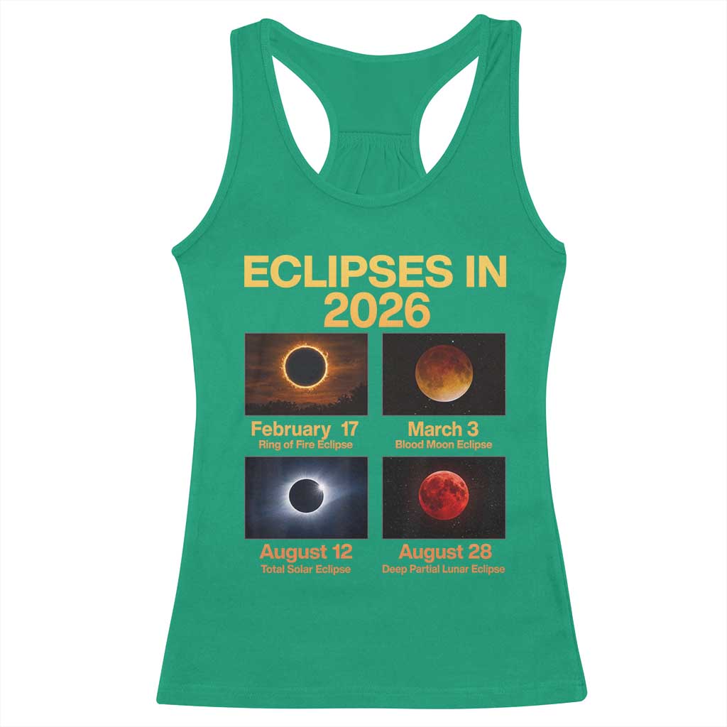 Eclipses in 2026 Celestial Calendar Infographic Racerback Tank Top Space Nerd Astronomy Gift Astrology Lover