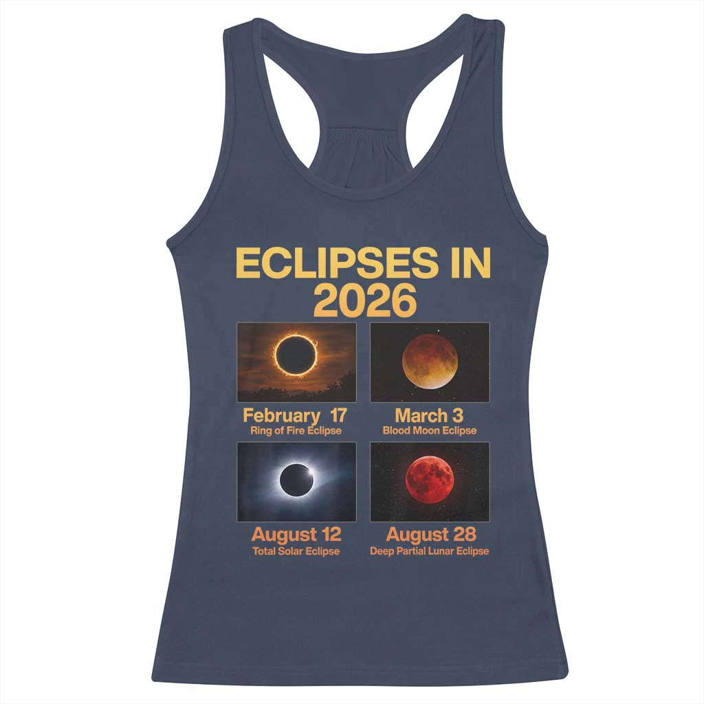 Eclipses in 2026 Celestial Calendar Infographic Racerback Tank Top Space Nerd Astronomy Gift Astrology Lover