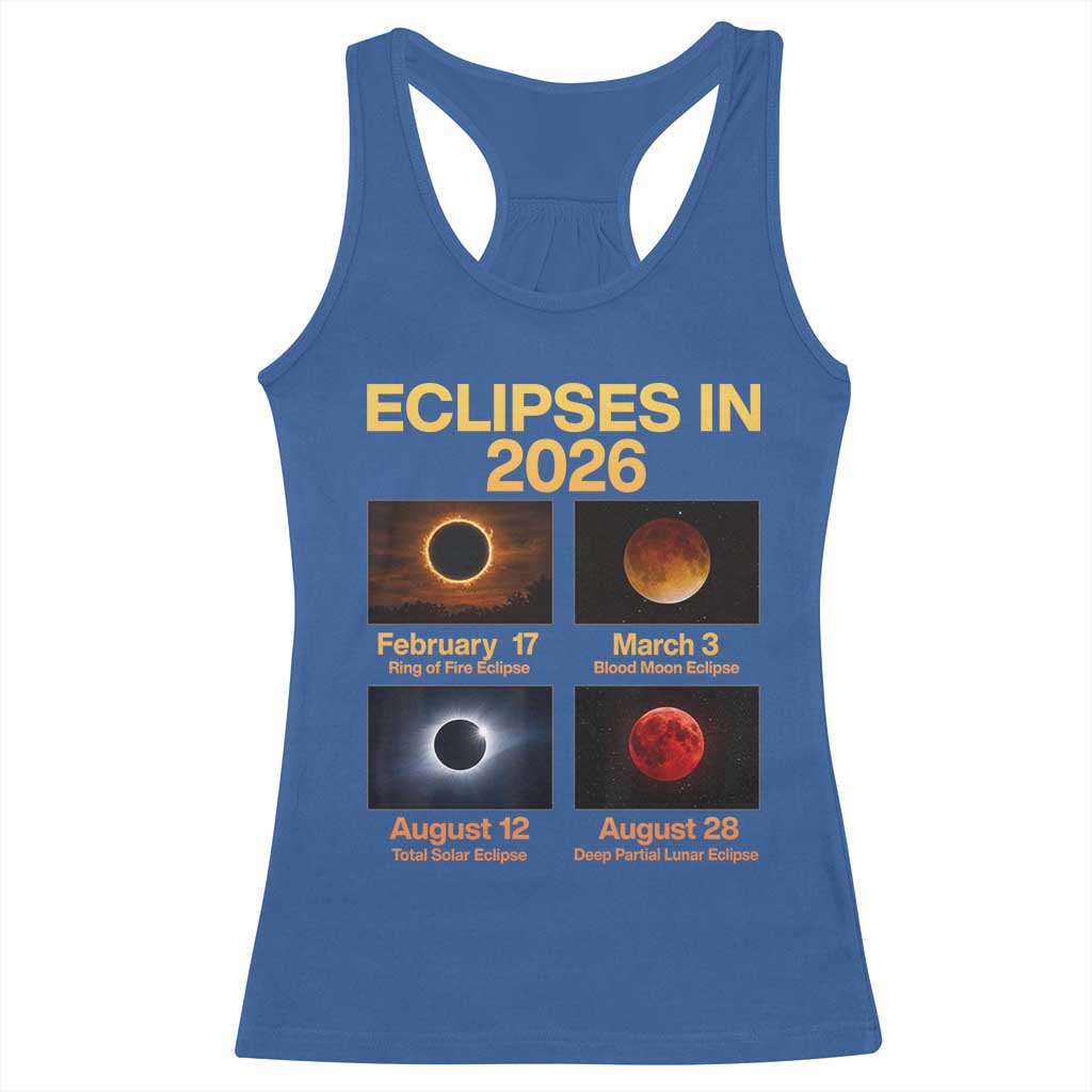 Eclipses in 2026 Celestial Calendar Infographic Racerback Tank Top Space Nerd Astronomy Gift Astrology Lover