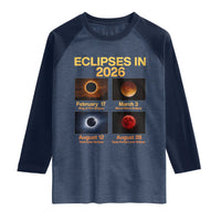Eclipses in 2026 Celestial Calendar Infographic Raglan Shirt Space Nerd Astronomy Gift Astrology Lover