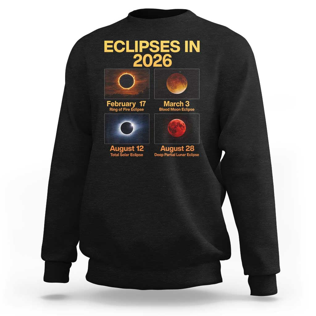 Eclipses in 2026 Celestial Calendar Infographic Sweatshirt Space Nerd Astronomy Gift Astrology Lover