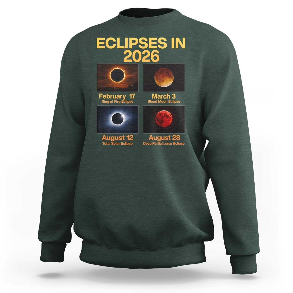 Eclipses in 2026 Celestial Calendar Infographic Sweatshirt Space Nerd Astronomy Gift Astrology Lover