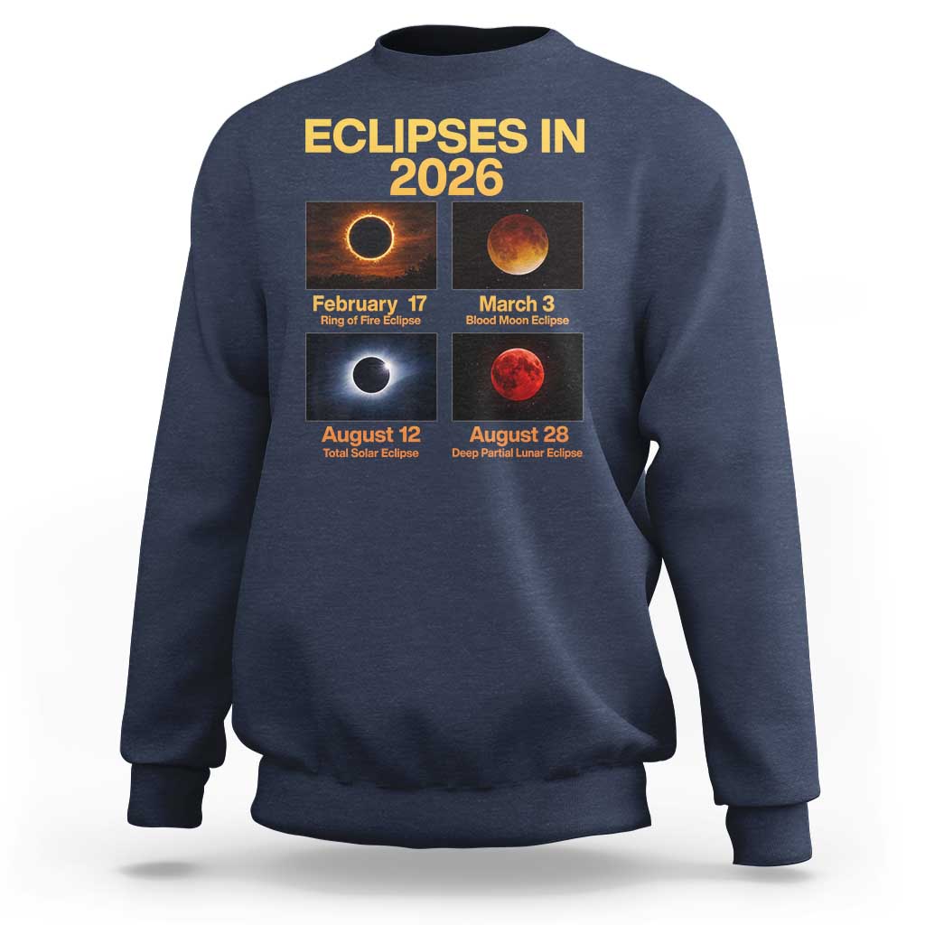 Eclipses in 2026 Celestial Calendar Infographic Sweatshirt Space Nerd Astronomy Gift Astrology Lover