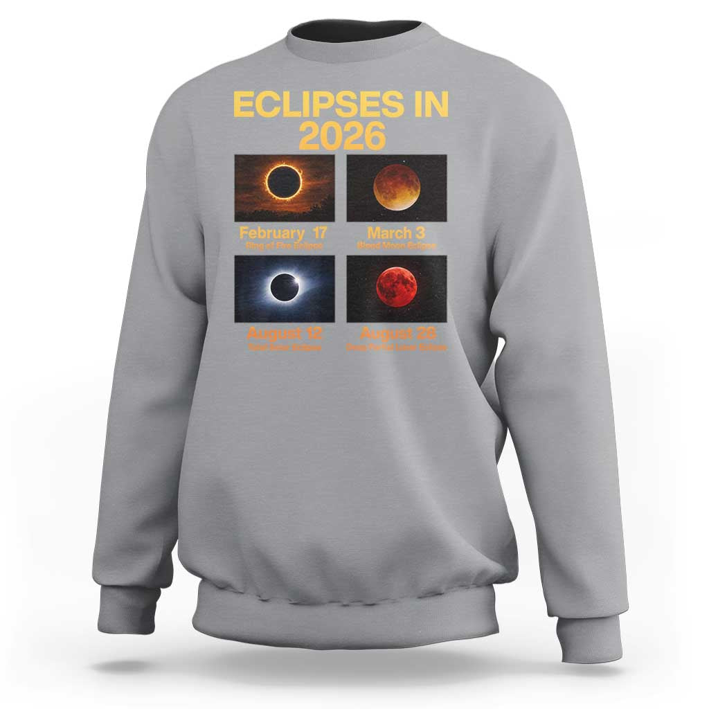 Eclipses in 2026 Celestial Calendar Infographic Sweatshirt Space Nerd Astronomy Gift Astrology Lover