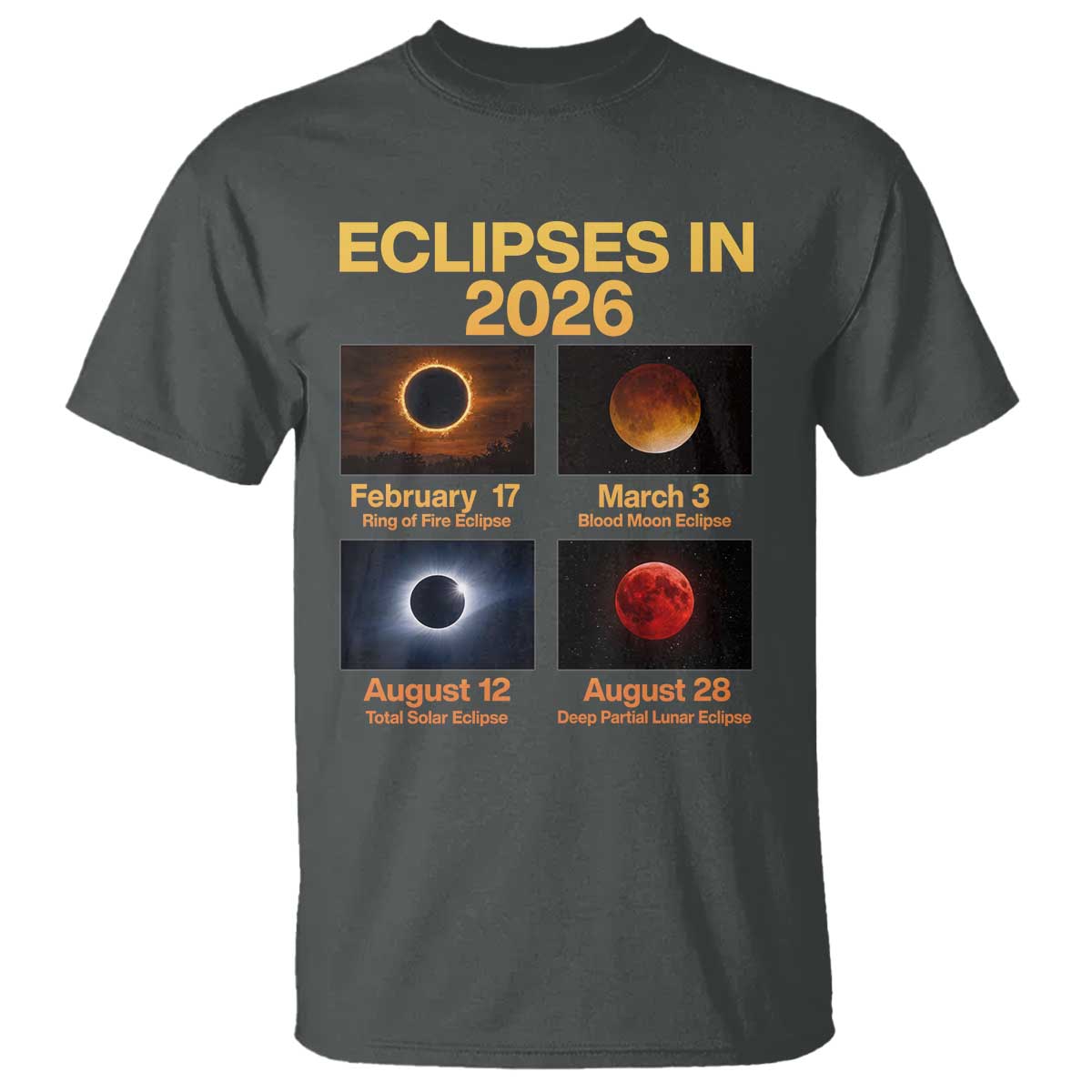 Eclipses in 2026 Celestial Calendar Infographic T Shirt Space Nerd Astronomy Gift Astrology Lover