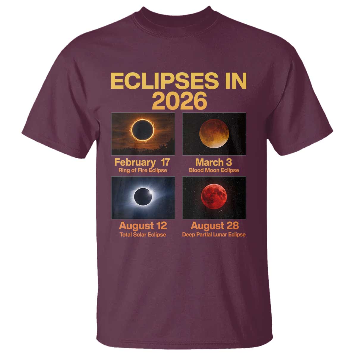 Eclipses in 2026 Celestial Calendar Infographic T Shirt Space Nerd Astronomy Gift Astrology Lover