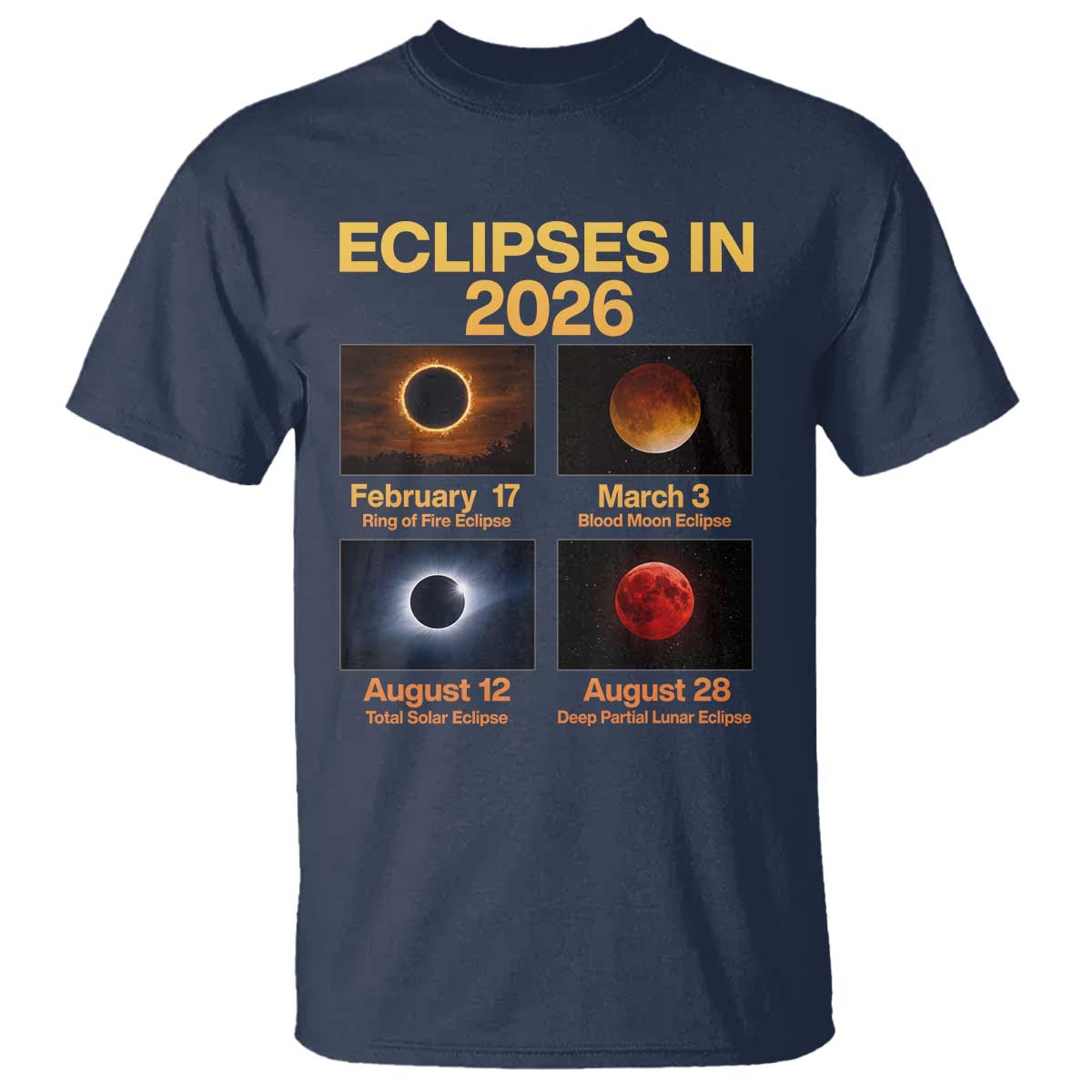Eclipses in 2026 Celestial Calendar Infographic T Shirt Space Nerd Astronomy Gift Astrology Lover