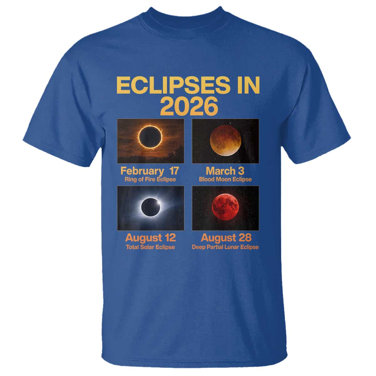 Eclipses in 2026 Celestial Calendar Infographic T Shirt Space Nerd Astronomy Gift Astrology Lover