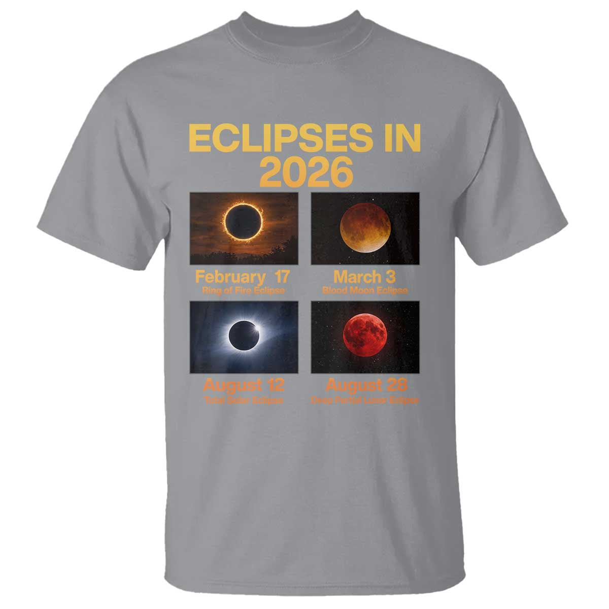 Eclipses in 2026 Celestial Calendar Infographic T Shirt Space Nerd Astronomy Gift Astrology Lover
