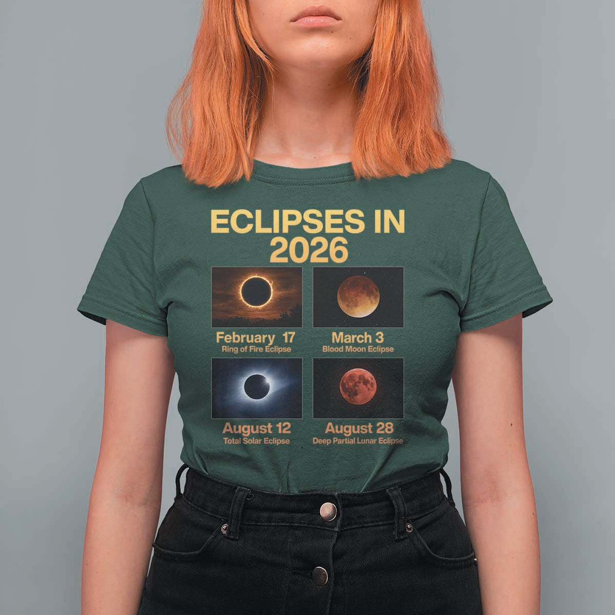 Eclipses in 2026 Celestial Calendar Infographic T Shirt For Women Space Nerd Astronomy Gift Astrology Lover