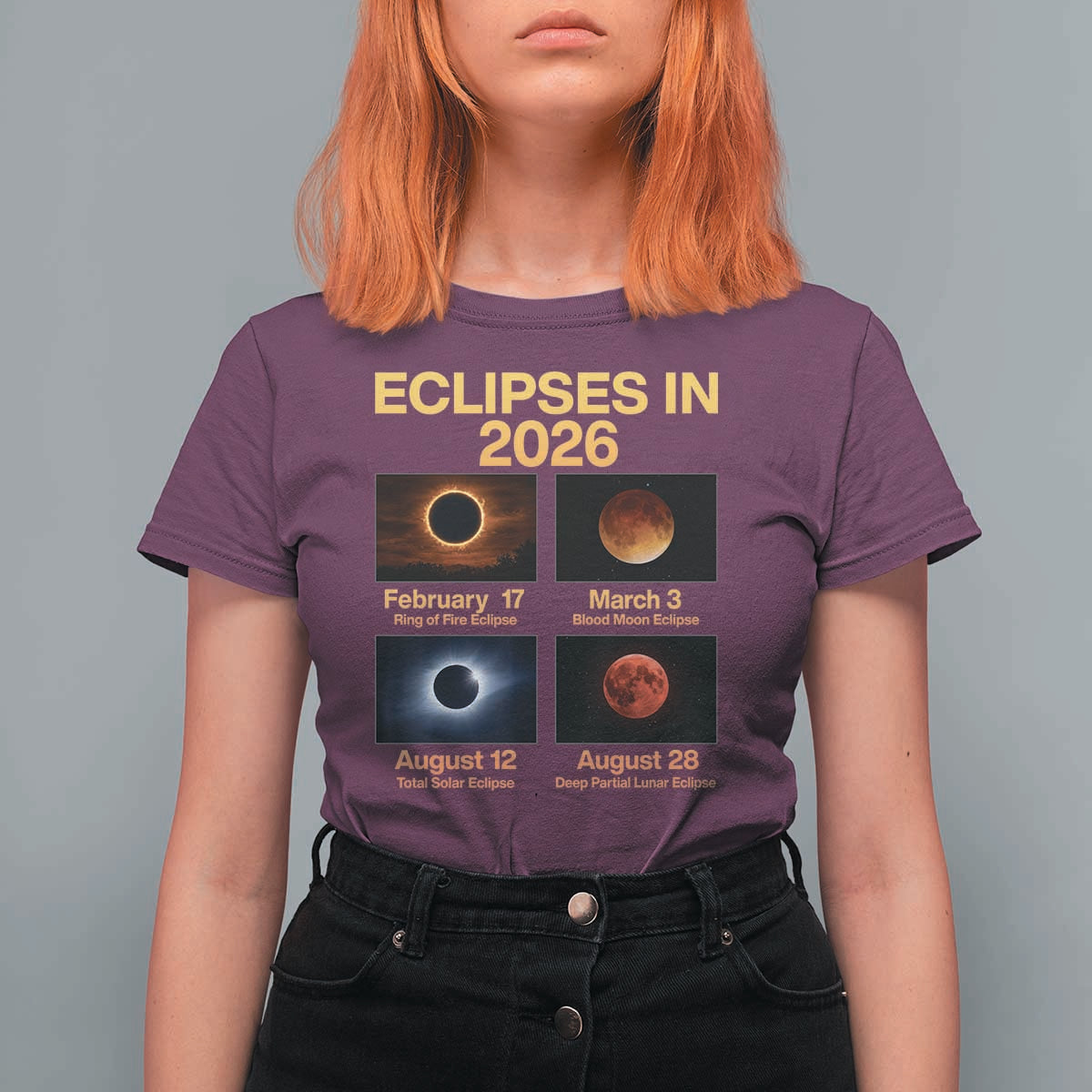 Eclipses in 2026 Celestial Calendar Infographic T Shirt For Women Space Nerd Astronomy Gift Astrology Lover