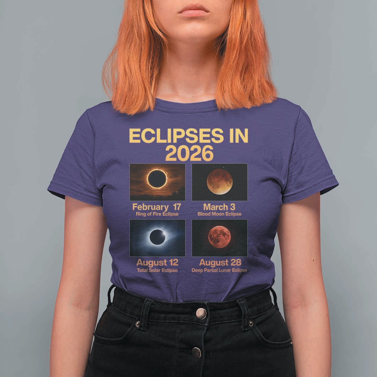 Eclipses in 2026 Celestial Calendar Infographic T Shirt For Women Space Nerd Astronomy Gift Astrology Lover