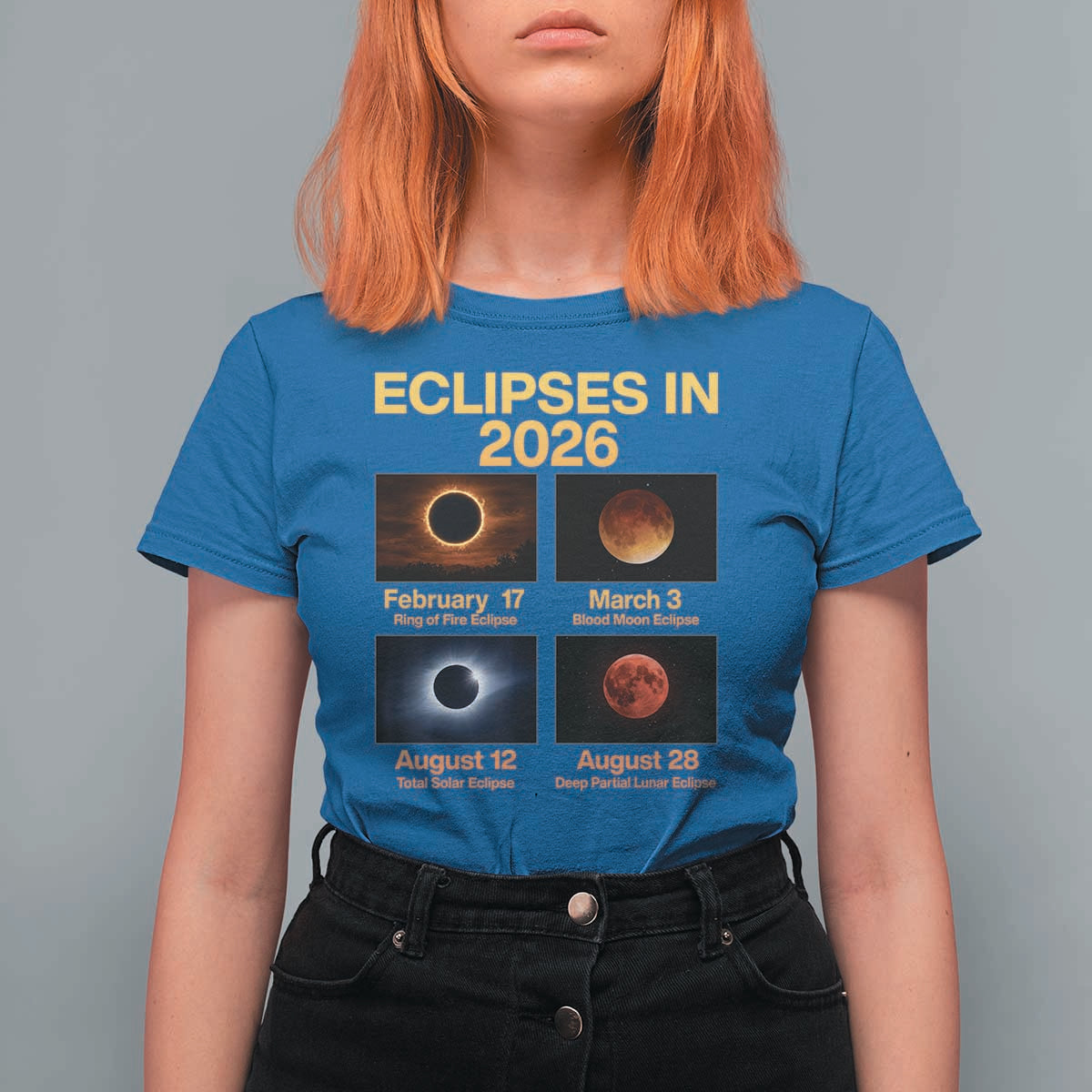 Eclipses in 2026 Celestial Calendar Infographic T Shirt For Women Space Nerd Astronomy Gift Astrology Lover
