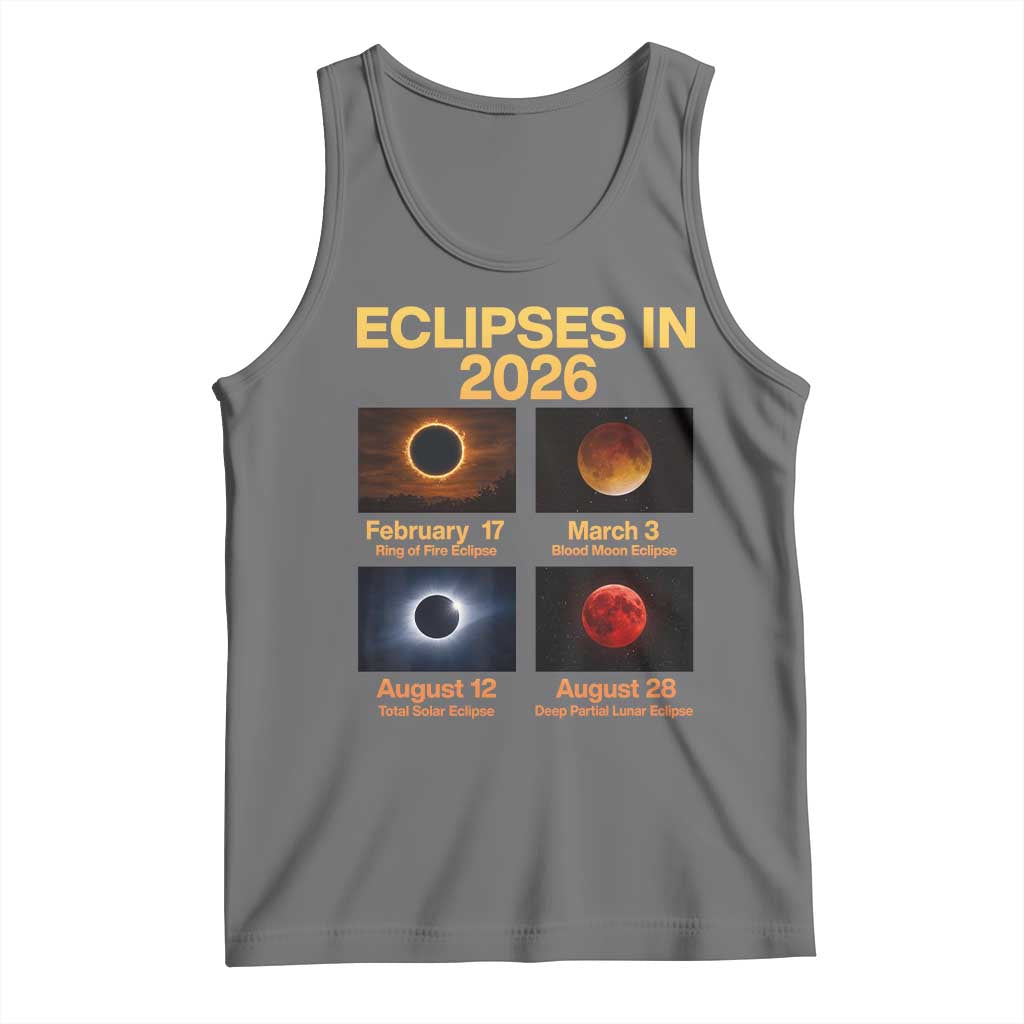 Eclipses in 2026 Celestial Calendar Infographic Tank Top Space Nerd Astronomy Gift Astrology Lover