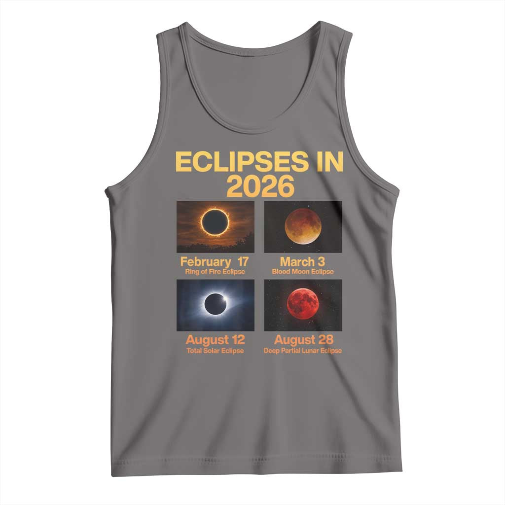 Eclipses in 2026 Celestial Calendar Infographic Tank Top Space Nerd Astronomy Gift Astrology Lover