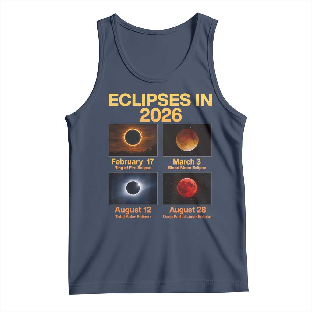 Eclipses in 2026 Celestial Calendar Infographic Tank Top Space Nerd Astronomy Gift Astrology Lover