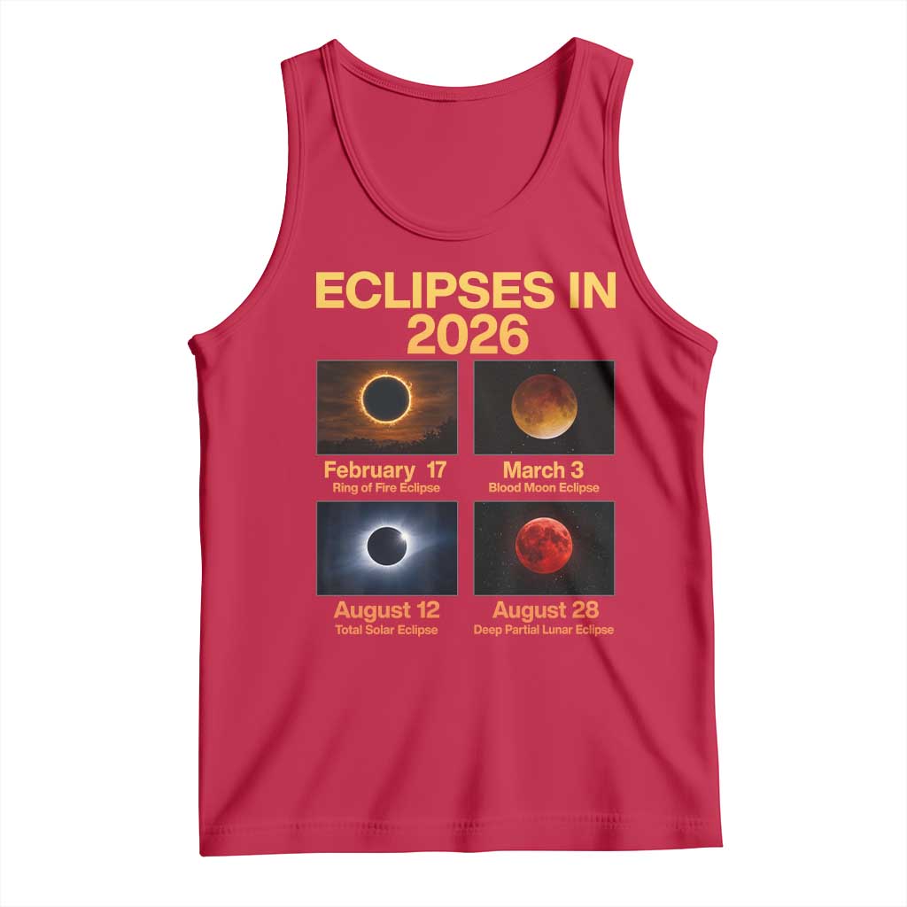 Eclipses in 2026 Celestial Calendar Infographic Tank Top Space Nerd Astronomy Gift Astrology Lover