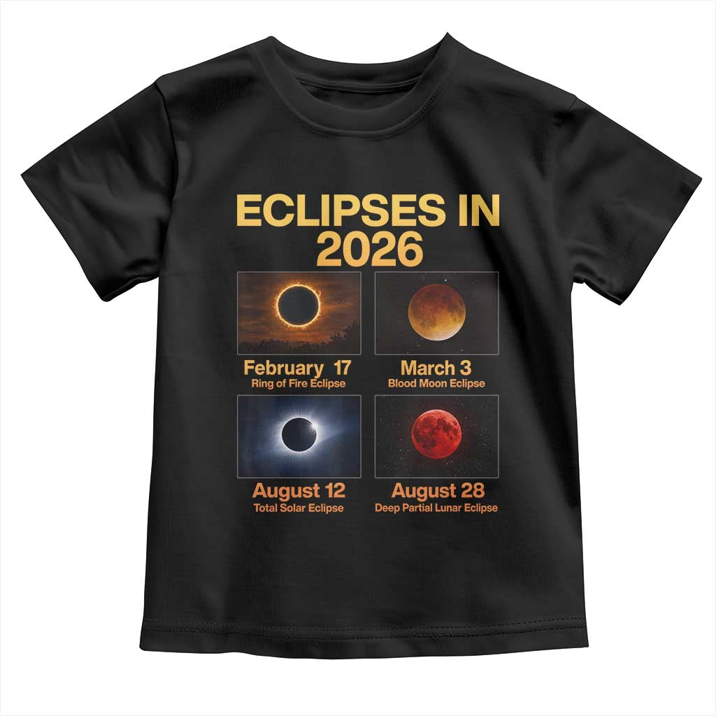 Eclipses in 2026 Celestial Calendar Infographic Toddler T Shirt Space Nerd Astronomy Gift Astrology Lover