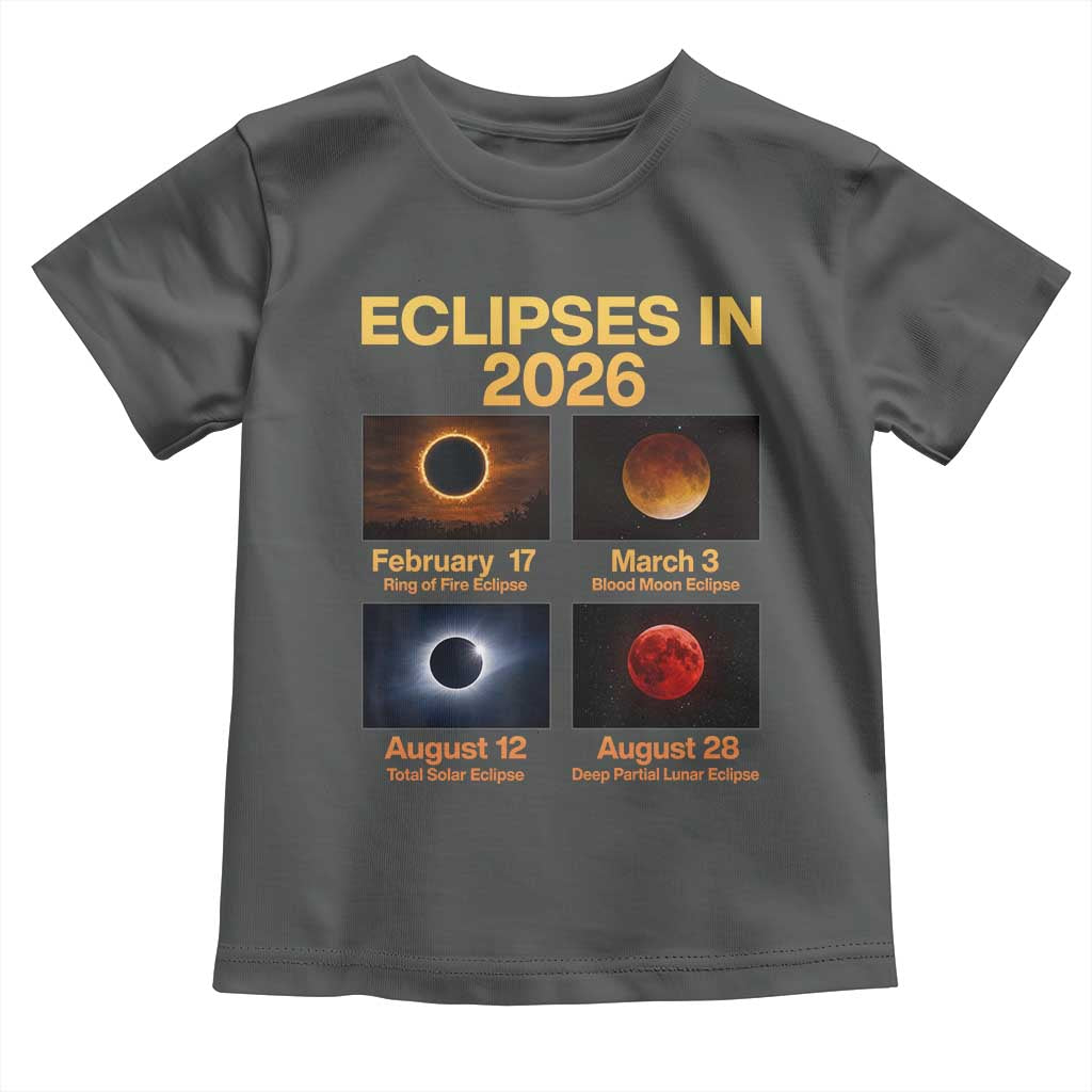 Eclipses in 2026 Celestial Calendar Infographic Toddler T Shirt Space Nerd Astronomy Gift Astrology Lover
