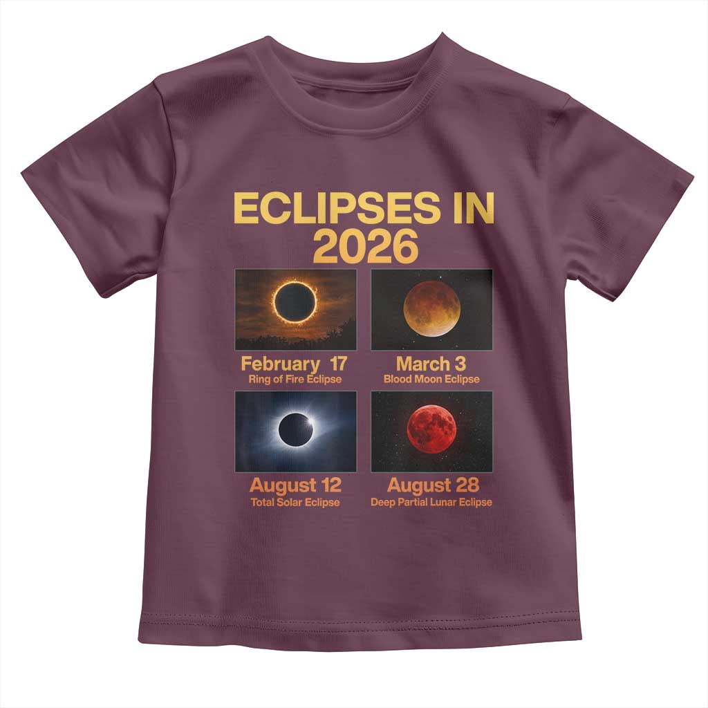 Eclipses in 2026 Celestial Calendar Infographic Toddler T Shirt Space Nerd Astronomy Gift Astrology Lover