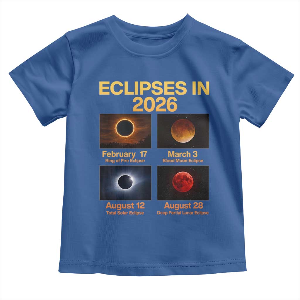 Eclipses in 2026 Celestial Calendar Infographic Toddler T Shirt Space Nerd Astronomy Gift Astrology Lover
