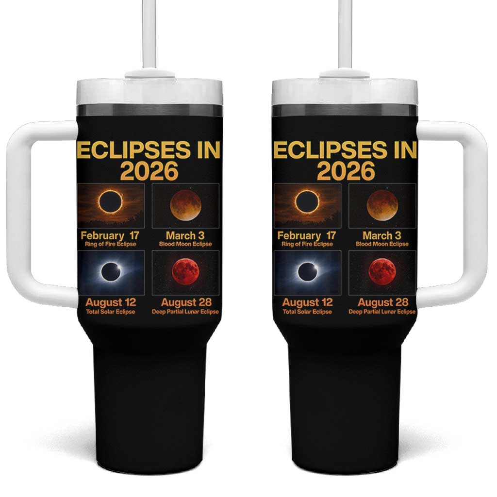 Eclipses in 2026 Celestial Calendar Infographic Tumbler With Handle Space Nerd Astronomy Gift Astrology Lover