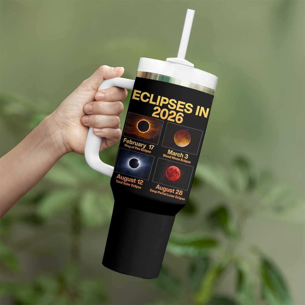 Eclipses in 2026 Celestial Calendar Infographic Tumbler With Handle Space Nerd Astronomy Gift Astrology Lover