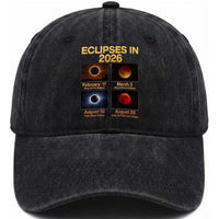 Eclipses in 2026 Celestial Calendar Infographic Washed Cotton Baseball Cap Space Nerd Astronomy Gift Astrology Lover