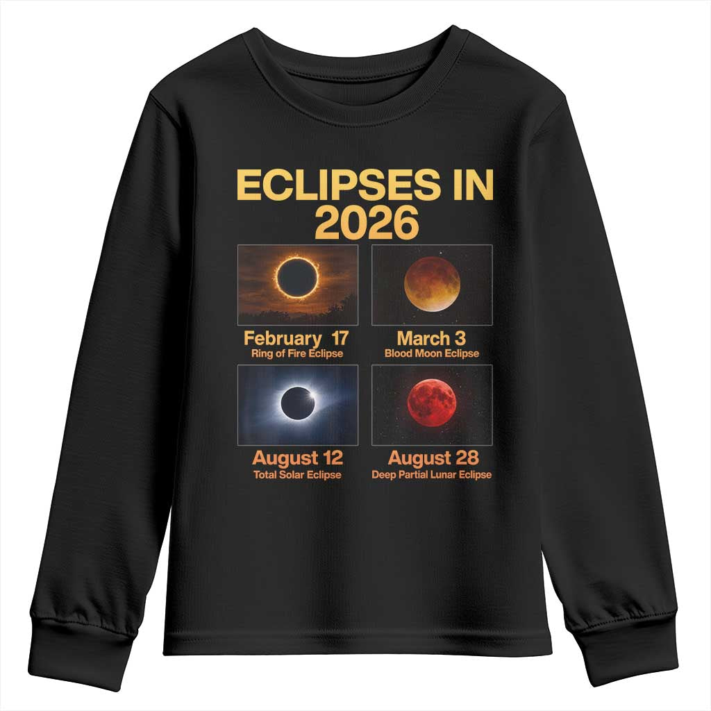 Eclipses in 2026 Celestial Calendar Infographic Youth Sweatshirt Space Nerd Astronomy Gift Astrology Lover