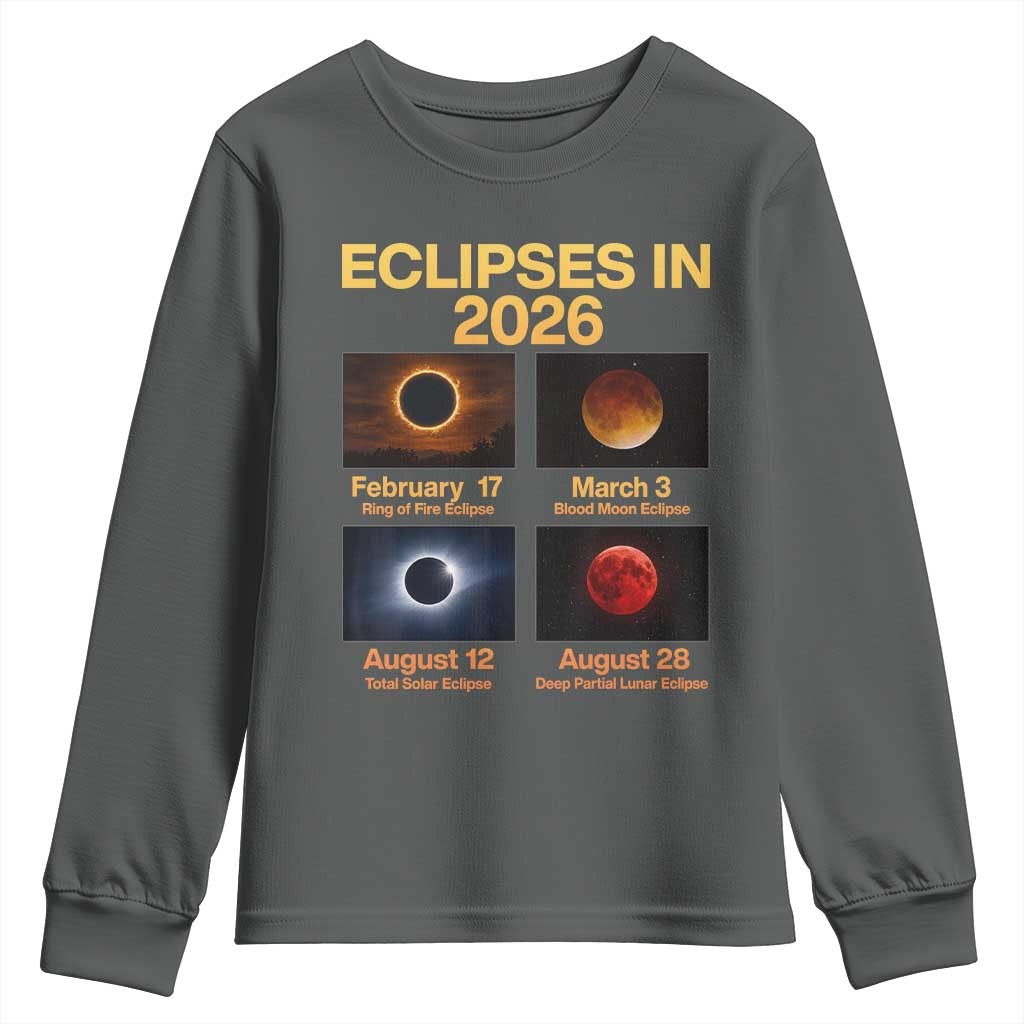 Eclipses in 2026 Celestial Calendar Infographic Youth Sweatshirt Space Nerd Astronomy Gift Astrology Lover