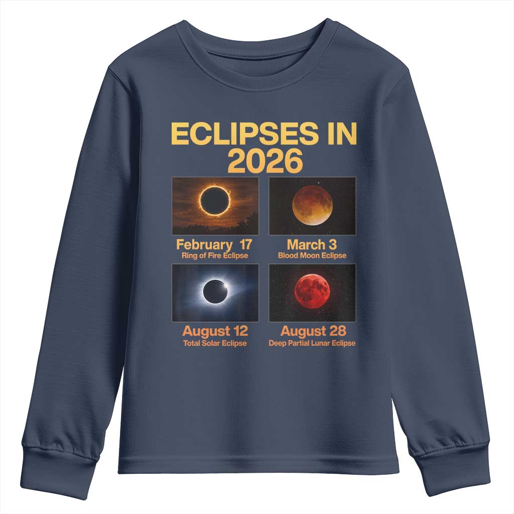 Eclipses in 2026 Celestial Calendar Infographic Youth Sweatshirt Space Nerd Astronomy Gift Astrology Lover