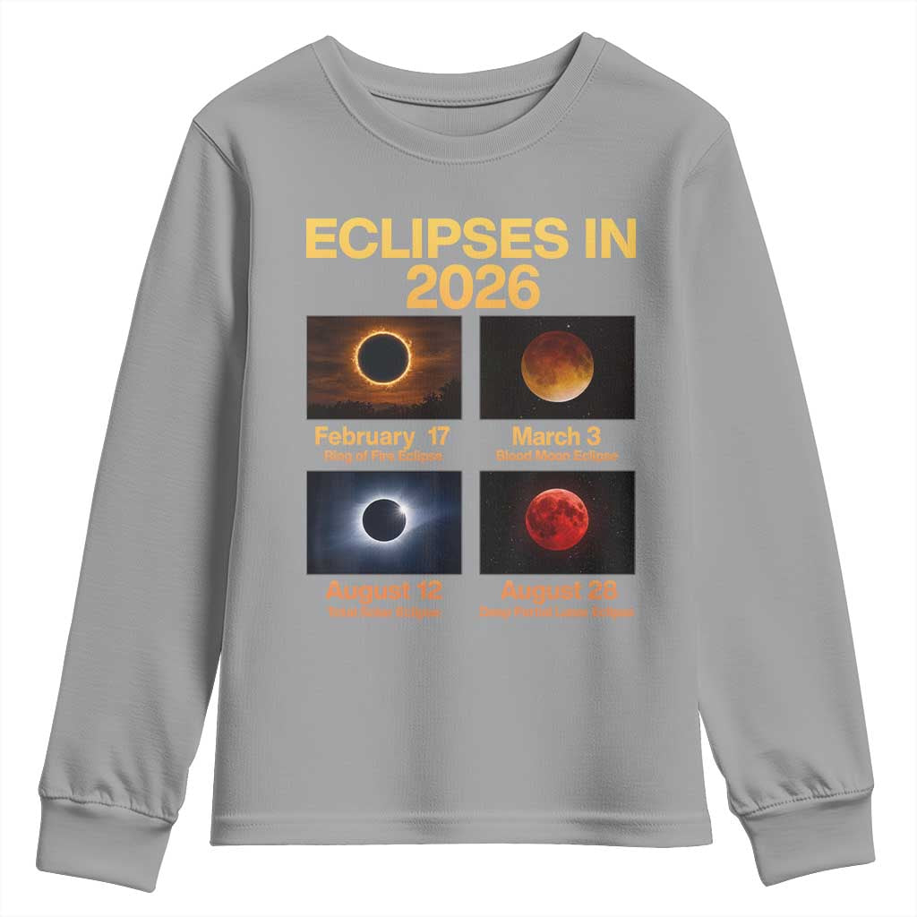 Eclipses in 2026 Celestial Calendar Infographic Youth Sweatshirt Space Nerd Astronomy Gift Astrology Lover