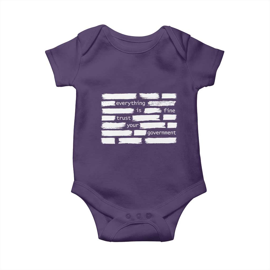 Everything Is Fine Trust Your Government Baby Onesie Sarcastic Flag Political Satire Humor