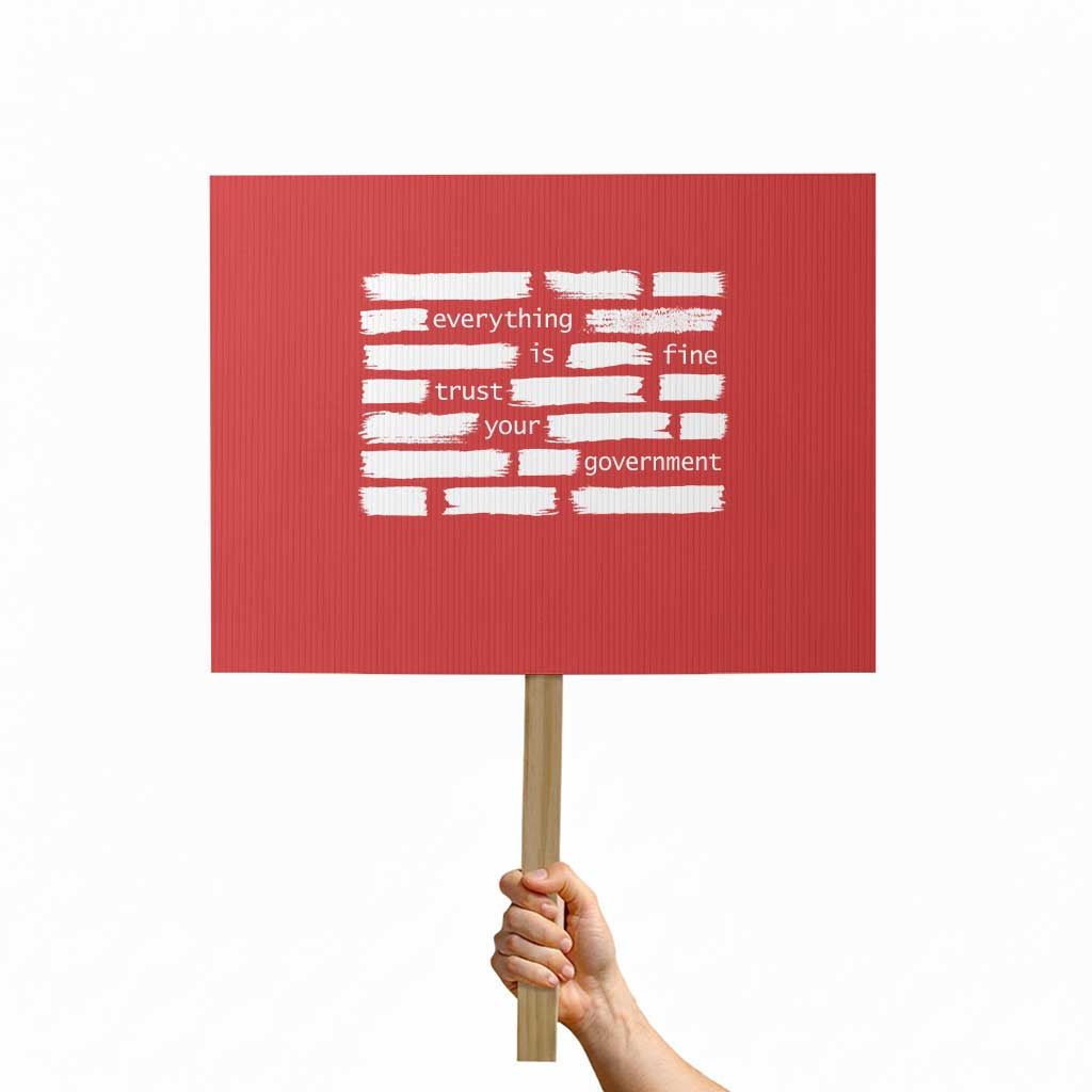 Everything Is Fine Trust Your Government Protest Sign Sarcastic Flag Political Satire Humor