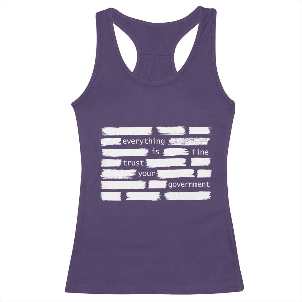 Everything Is Fine Trust Your Government Racerback Tank Top Sarcastic Flag Political Satire Humor